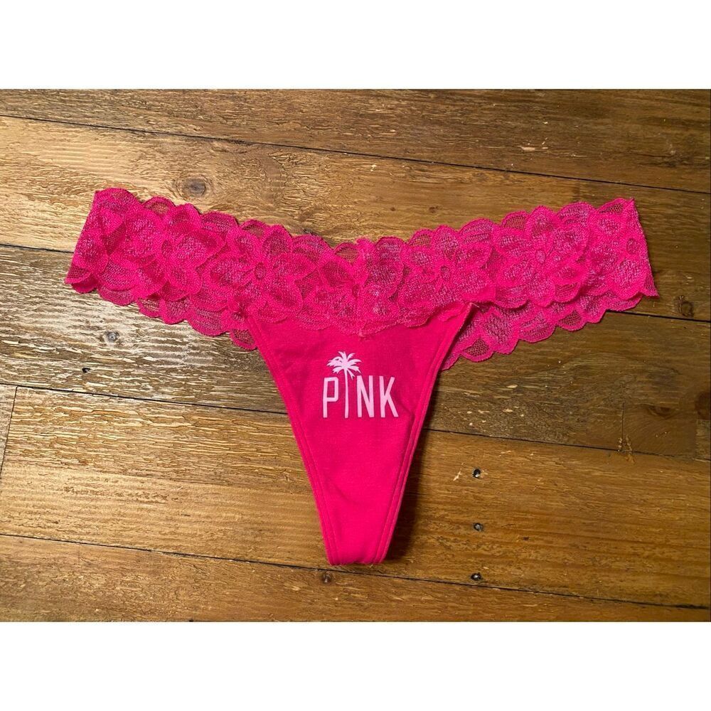 Victoria’s Secret PINK L NWT extra low rise thong palm tree lace Y2K vintage